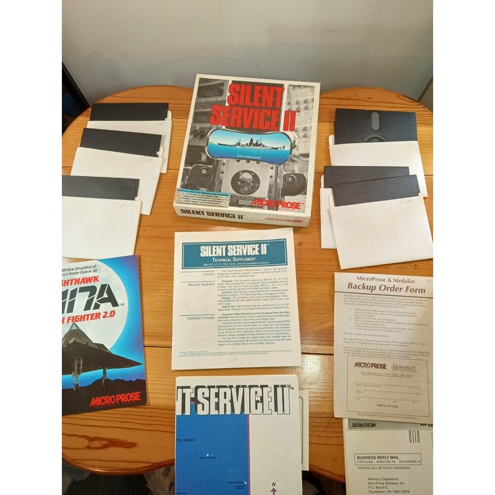 Vintage 1990 Silent Service II PC Game Micro Prose IBM 3.5" Disks 04-30200